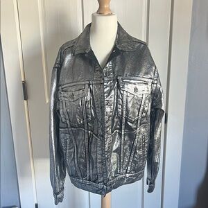 Women's Silver Metallic Jean Jacket